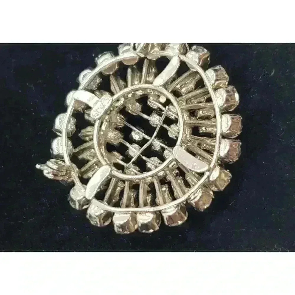 Vintage Brooch Rhinestone Rhodium Plate Austria Statement layered - Picture 5 of 11
